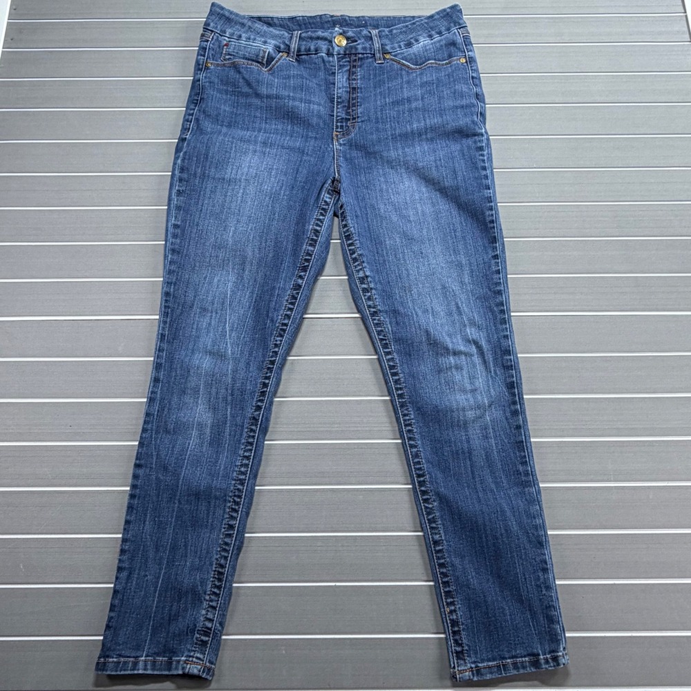 Seven7 Women Skinny Jeans Size 16 Medium Wash Stretch High Rise Denim Blue